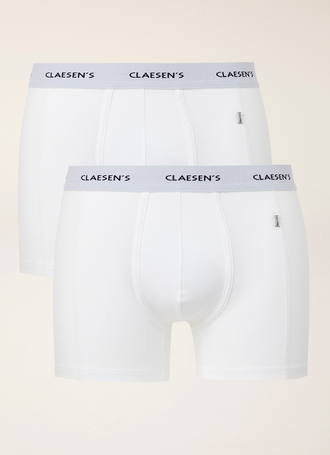 Claesen's Boxershorts met logoband in 2-pack - voorkant 3 wit
