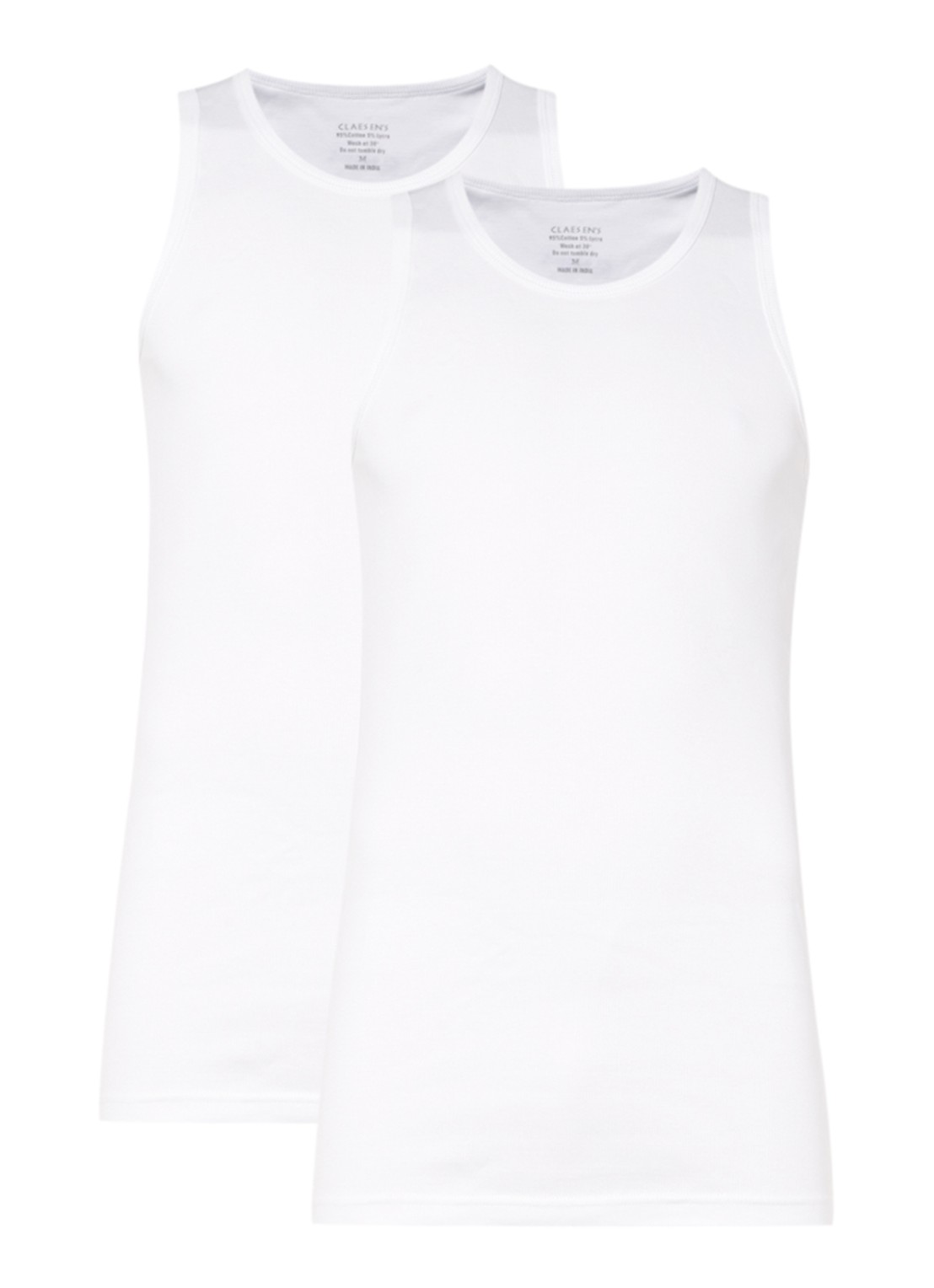 Claesen's Singlet met ribstructuur in 2-pack - voorkant 2 wit