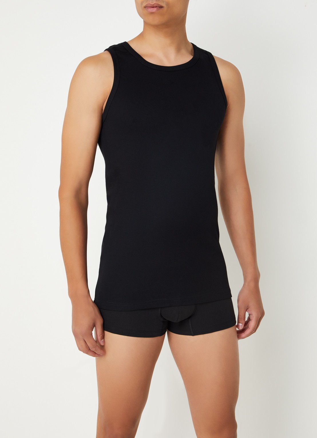 Claesen's Singlet met ribstructuur in 2-pack - voorkant 4 zwart