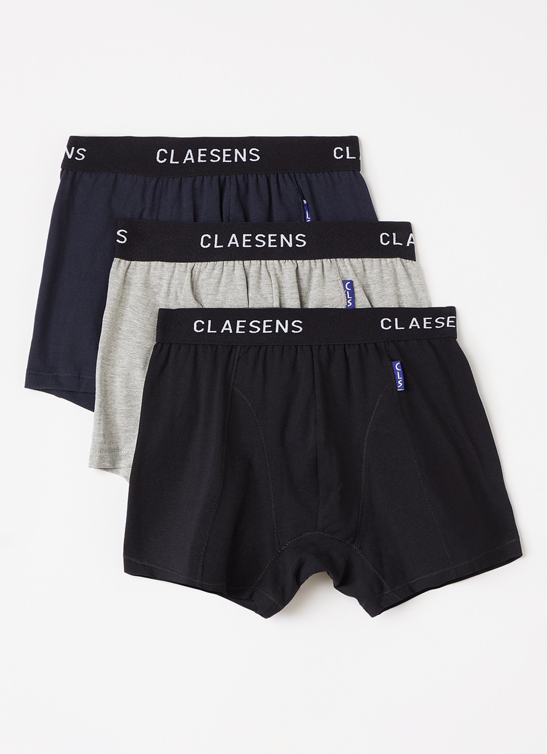 Claesens Boxer met logoband in 3-pack - voorkant zwart