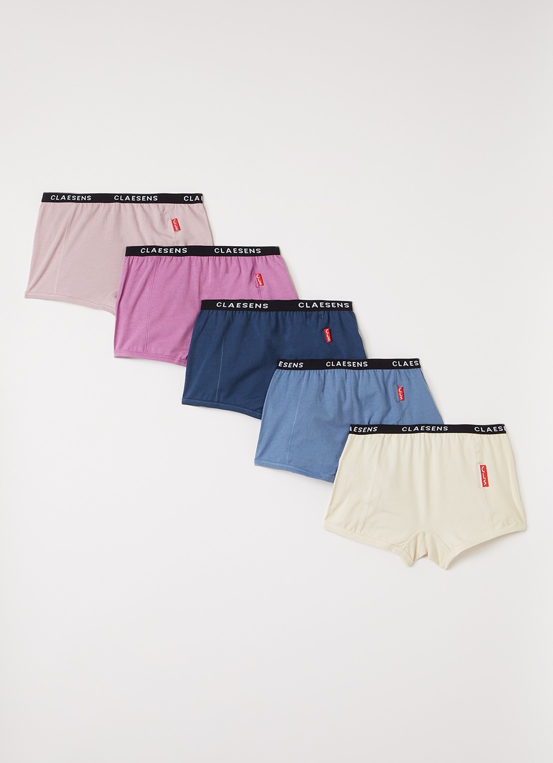 Claesens Boxer met logoband in 5-pack - voorkant indigo