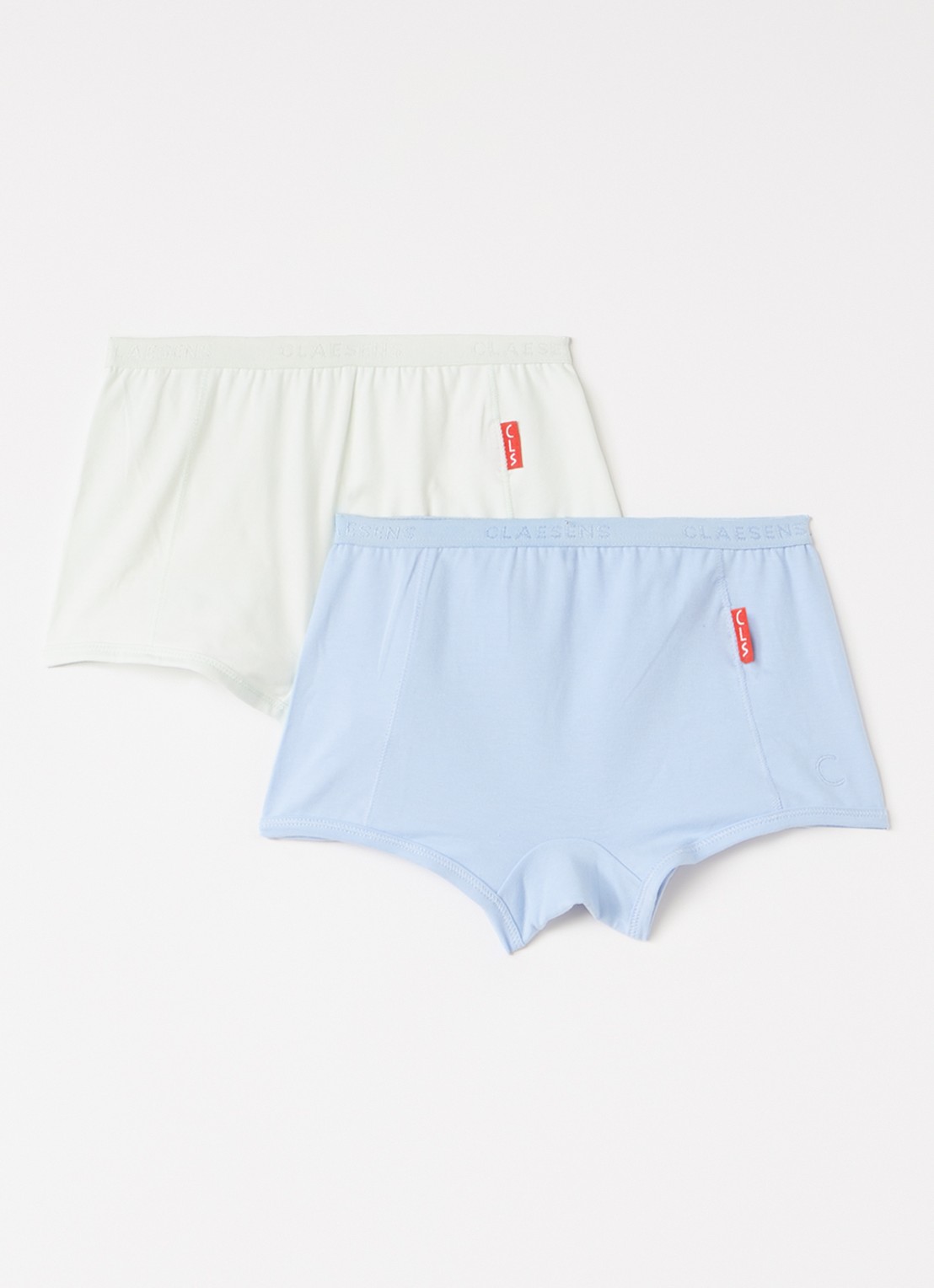 Claesens Boxershorts met logoband in 2-pack - voorkant blauwgrijs