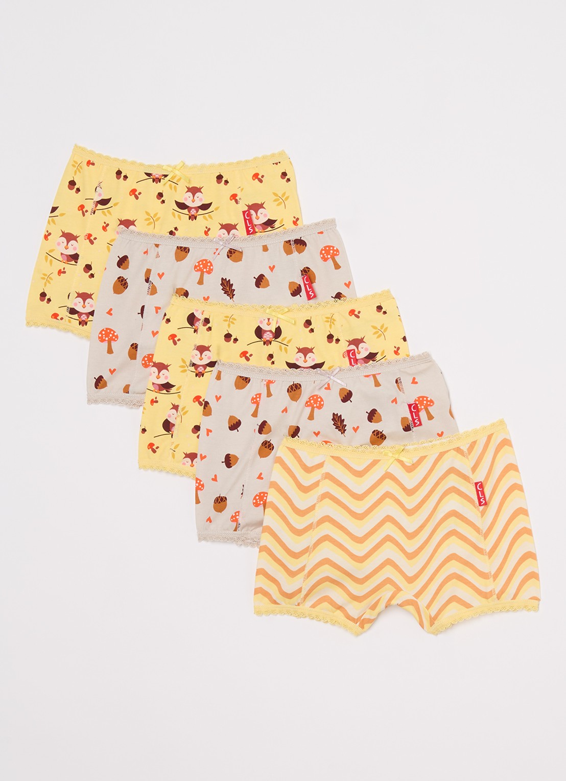 Claesens Boxershorts met print in 5-pack - voorkant geel