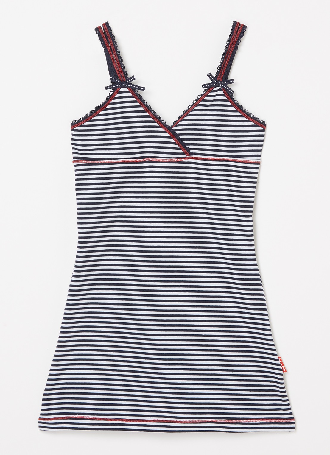 Claesens Nachthemd met streepprint - voorkant donkerblauw