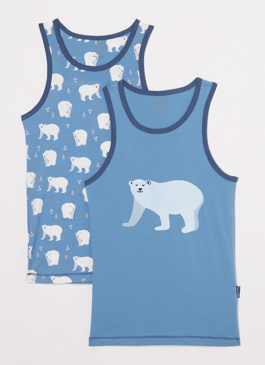 Claesens Singlet met print in 2-pack - voorkant blauwgrijs