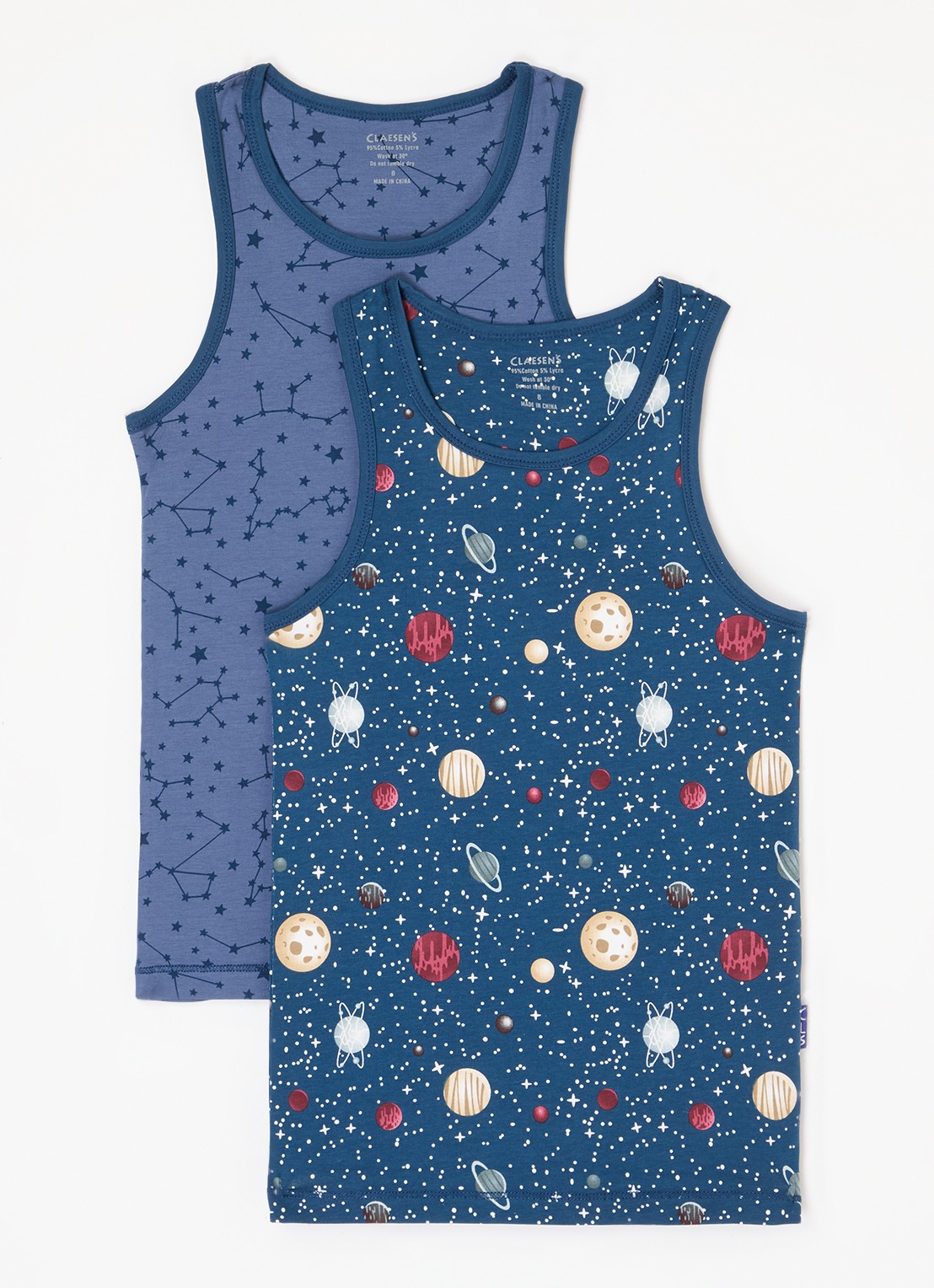 Claesens Singlet met print in 2-pack - voorkant donkerblauw