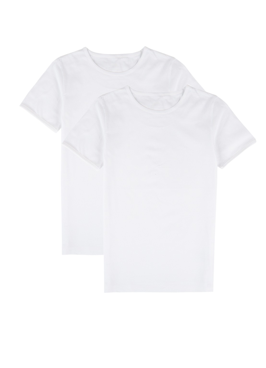 Claesens T-shirt in uni in 2-pack - voorkant wit