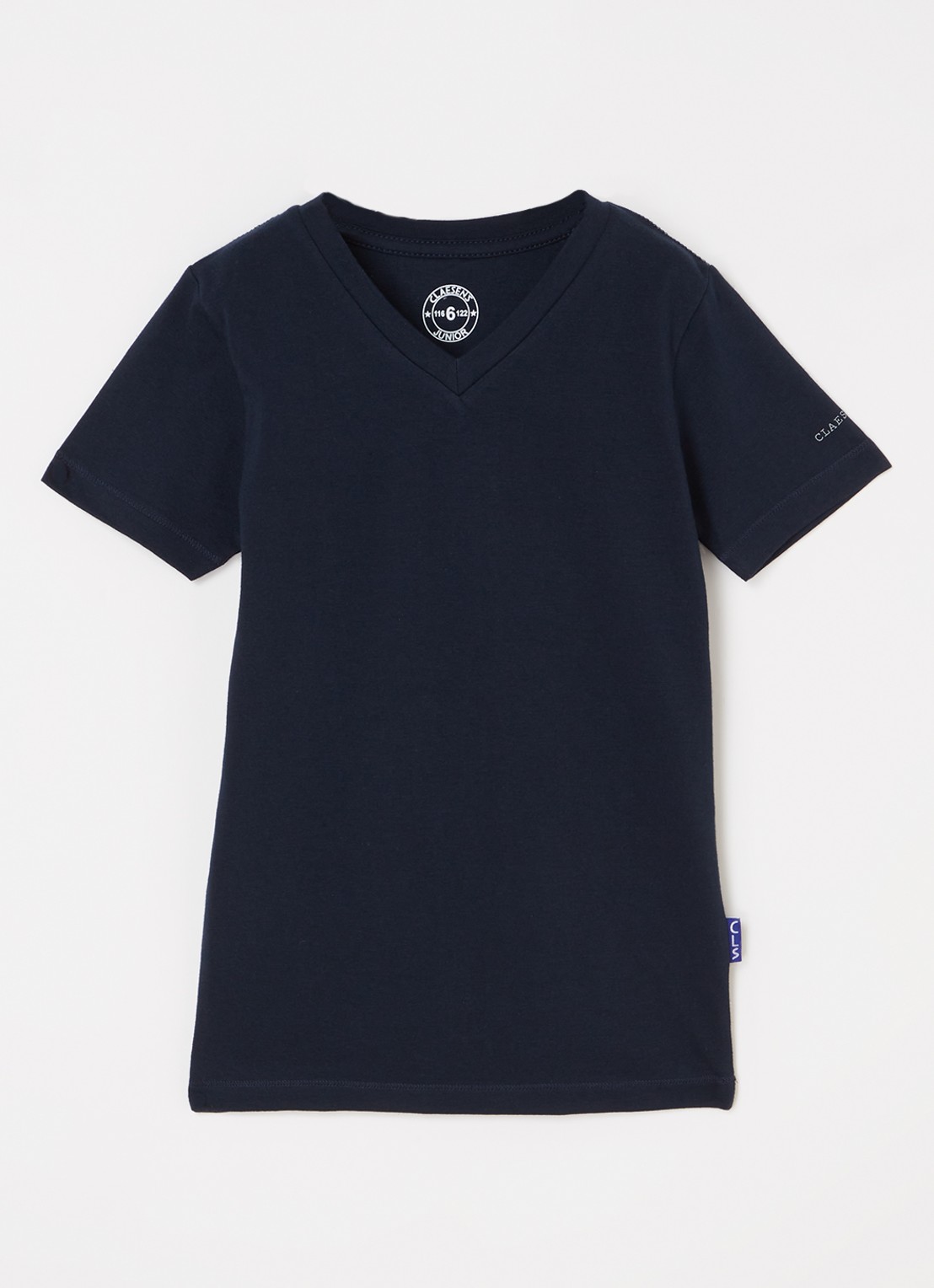 Claesens T-shirt met V-hals - voorkant donkerblauw