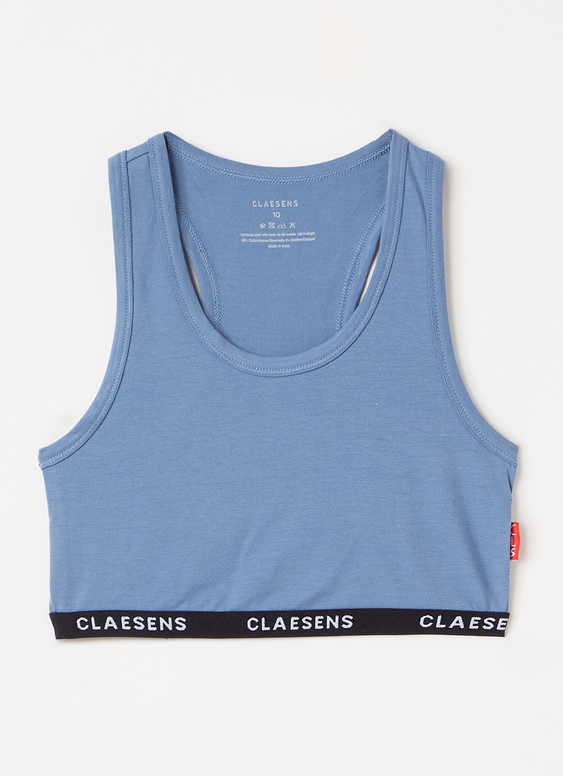 Claesens Top met logoband - voorkant staalblauw