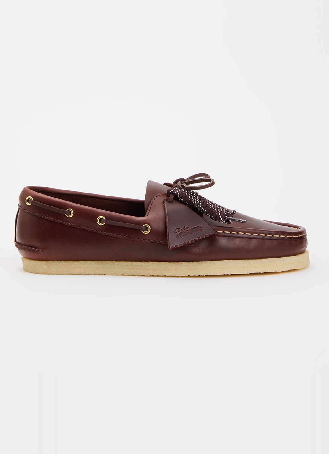 Clarks Originals Godney Boat bootschoen van leer - voorkant 2 kastanjebruin