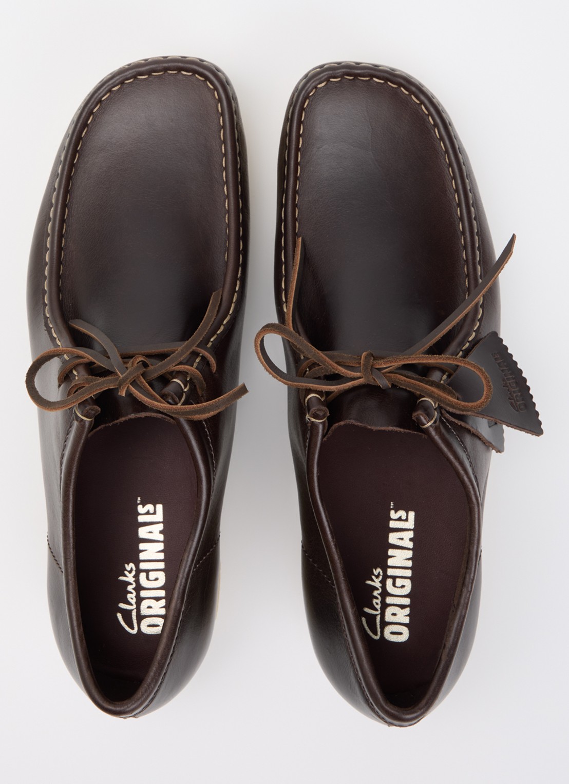 Clarks Originals Wallabee veterschoen van leer  - detail 3 donkerbruin
