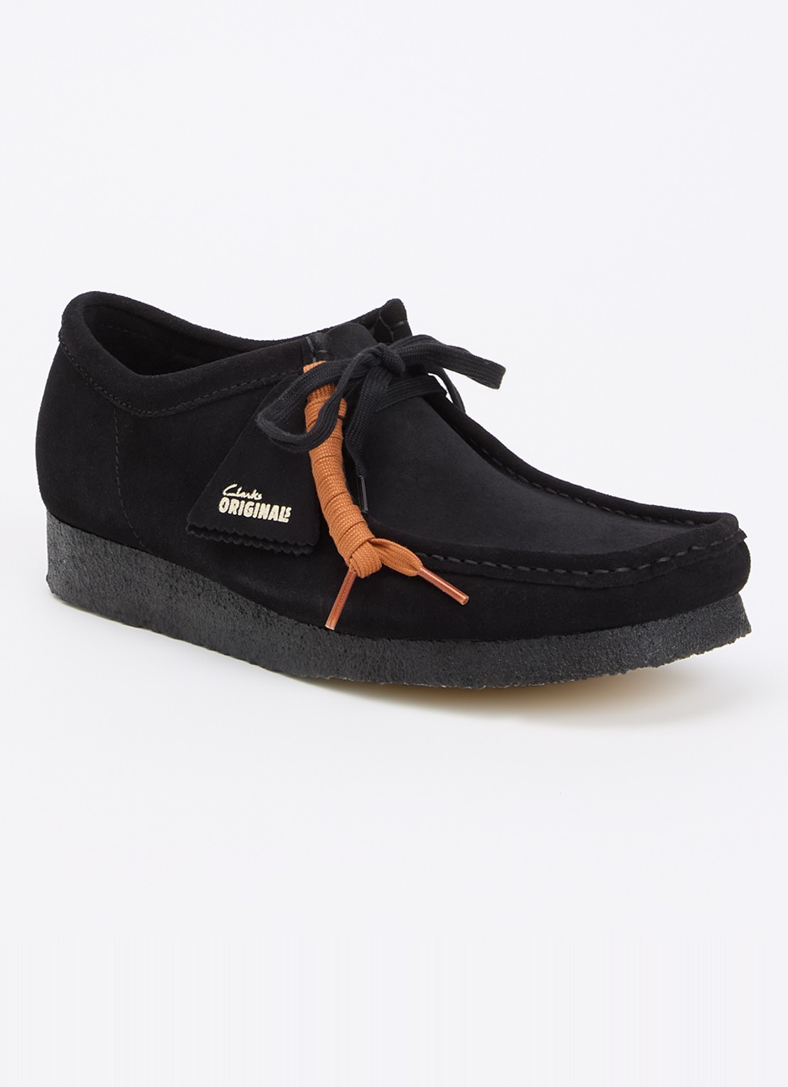 Clarks Originals Wallabee veterschoen van suède - voorkant zwart