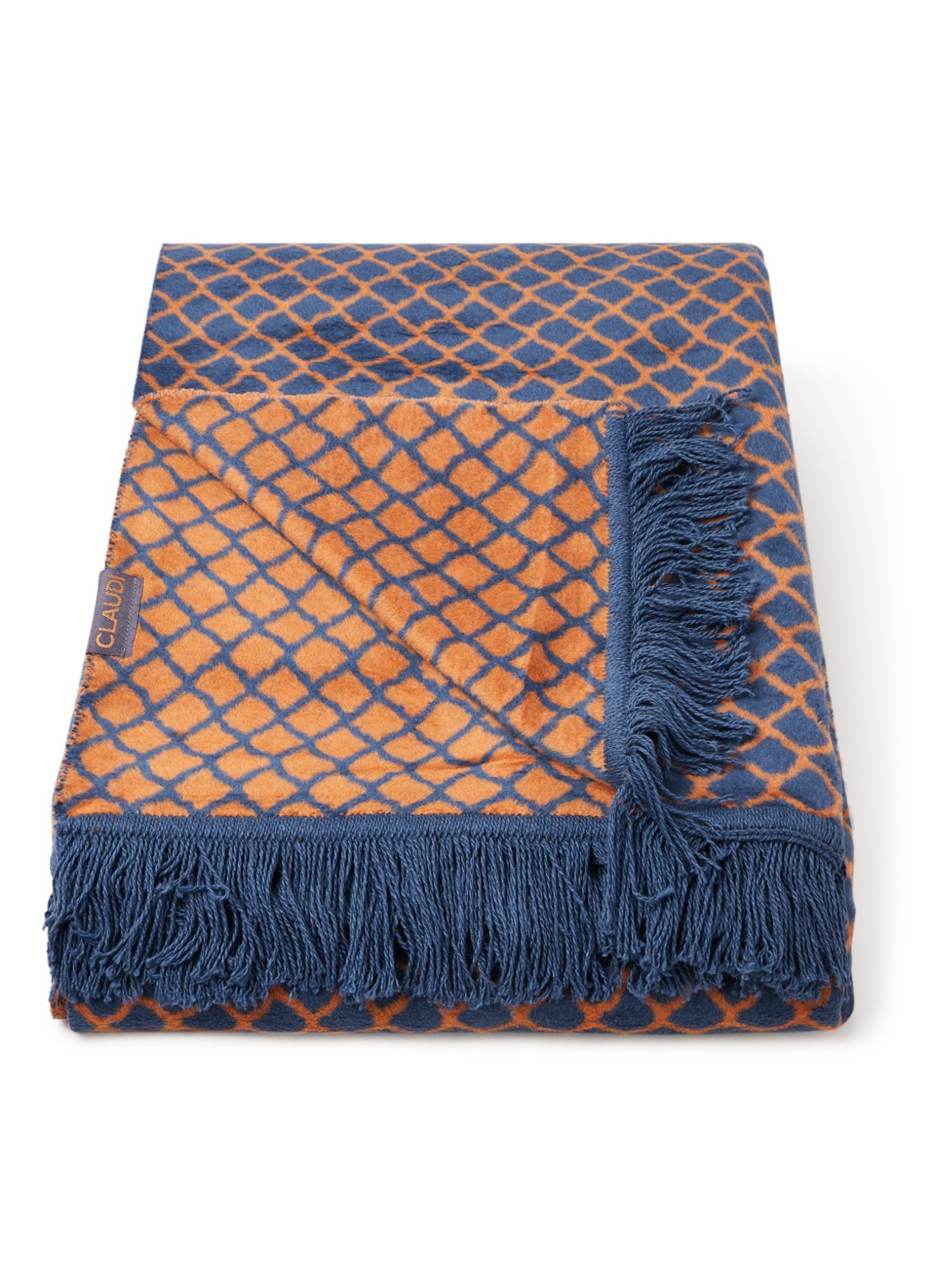 Claudi Colly plaid in katoenblend 150 x 200 cm - voorkant donkerblauw