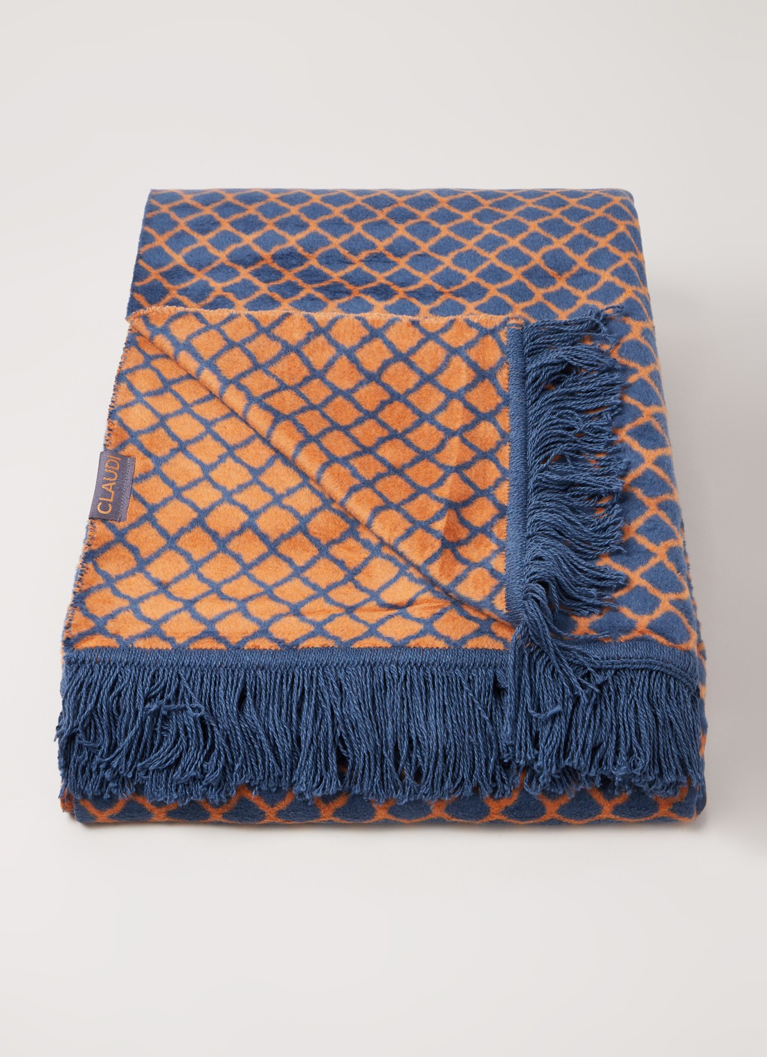 Claudi Colly plaid in katoenblend 150 x 200 cm - voorkant 2 donkerblauw