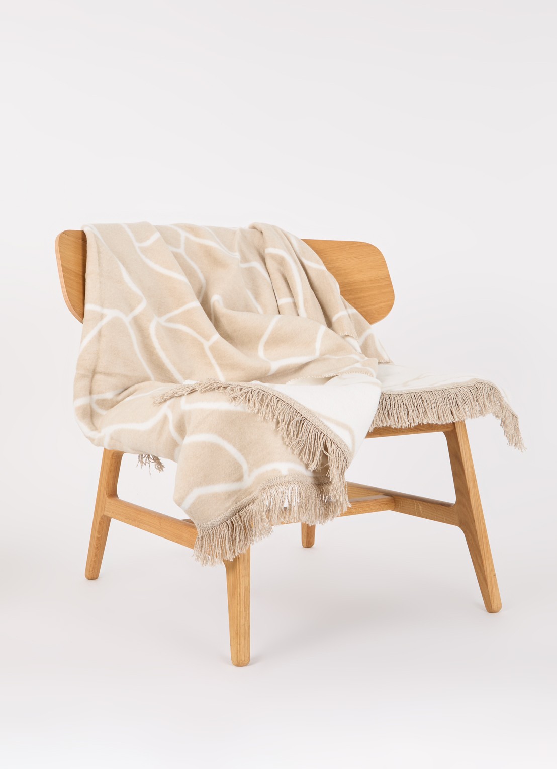 Claudi Linea plaid in katoenblend 150 x 200 cm - voorkant 2 beige