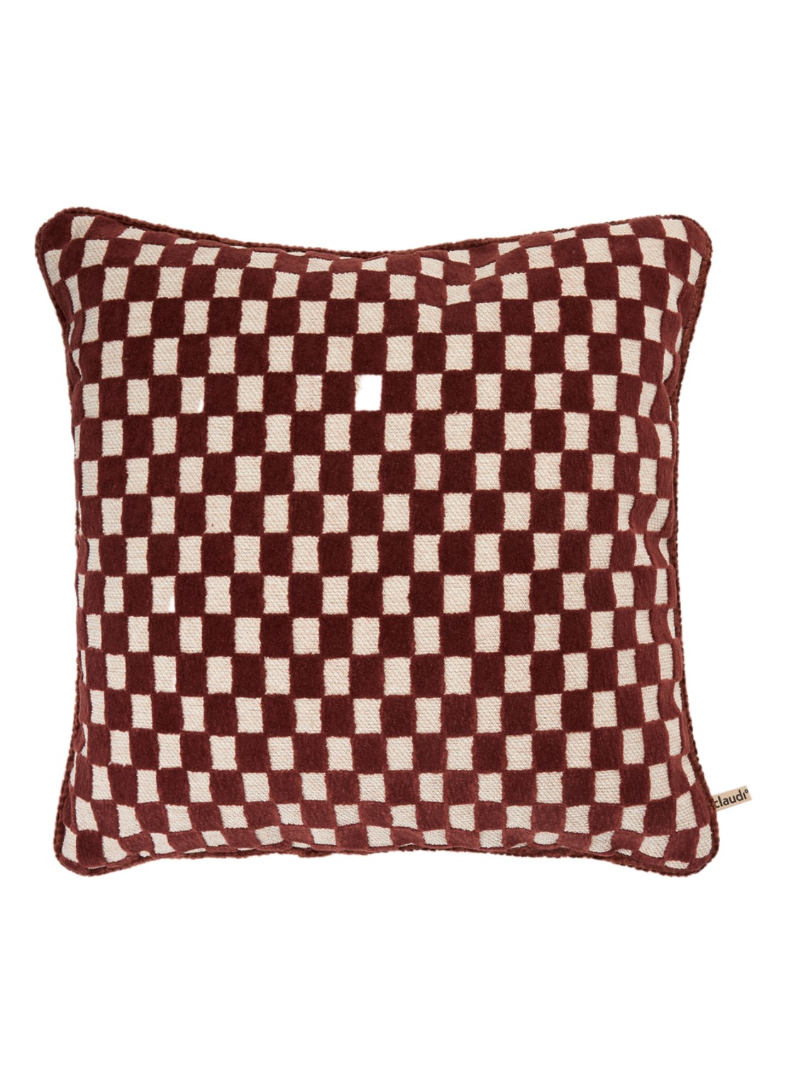 Claudi Scallas sierkussen 45 x 45 cm - voorkant 3 bordeauxrood