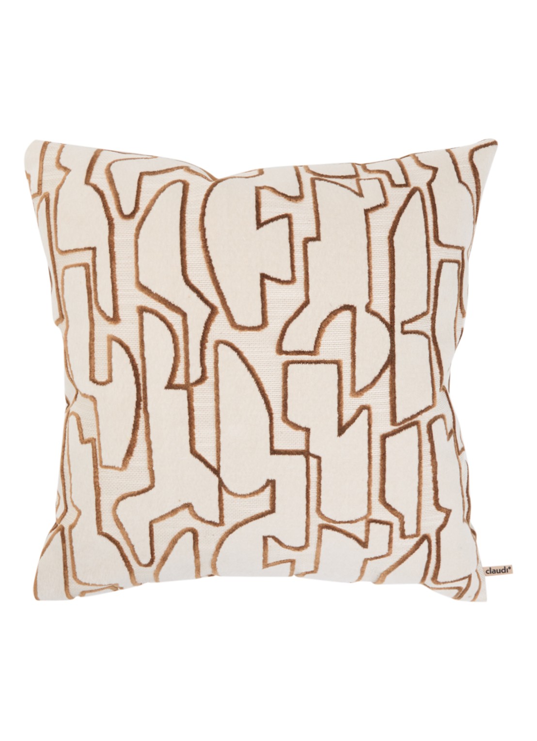 Claudi Seraq sierkussen met print 50 x 50 cm  - voorkant 3 chocoladebruin