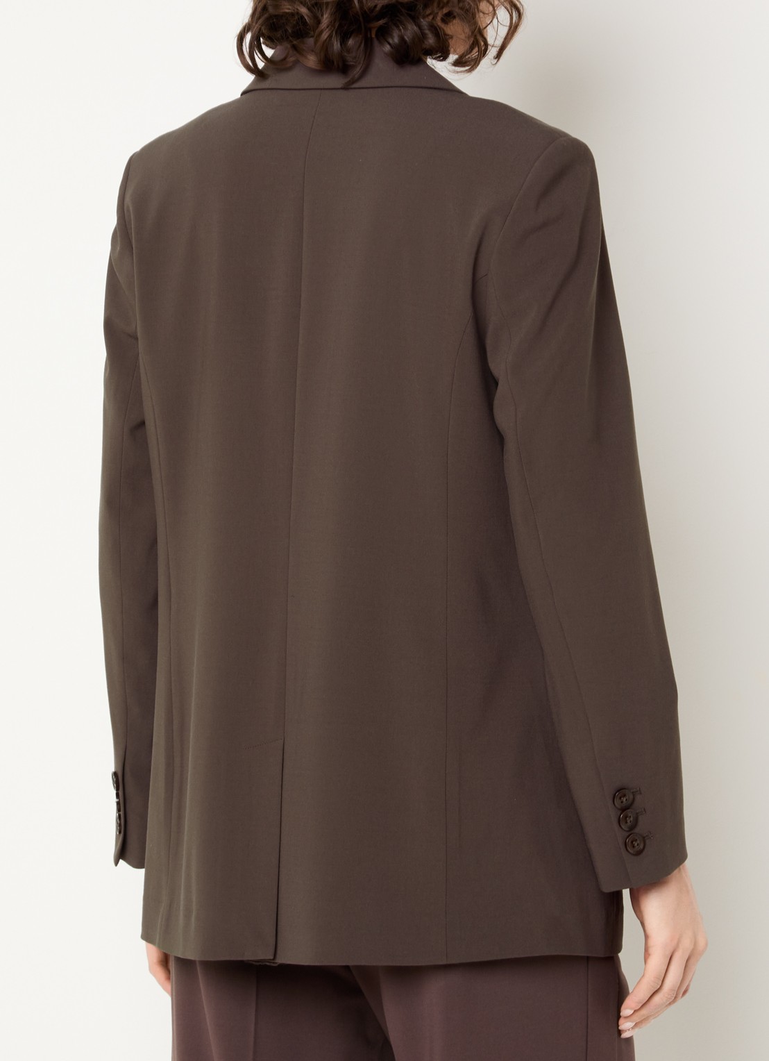Claudia Sträter Blazer in wolblend met klepzakken - achterkant donkerbruin