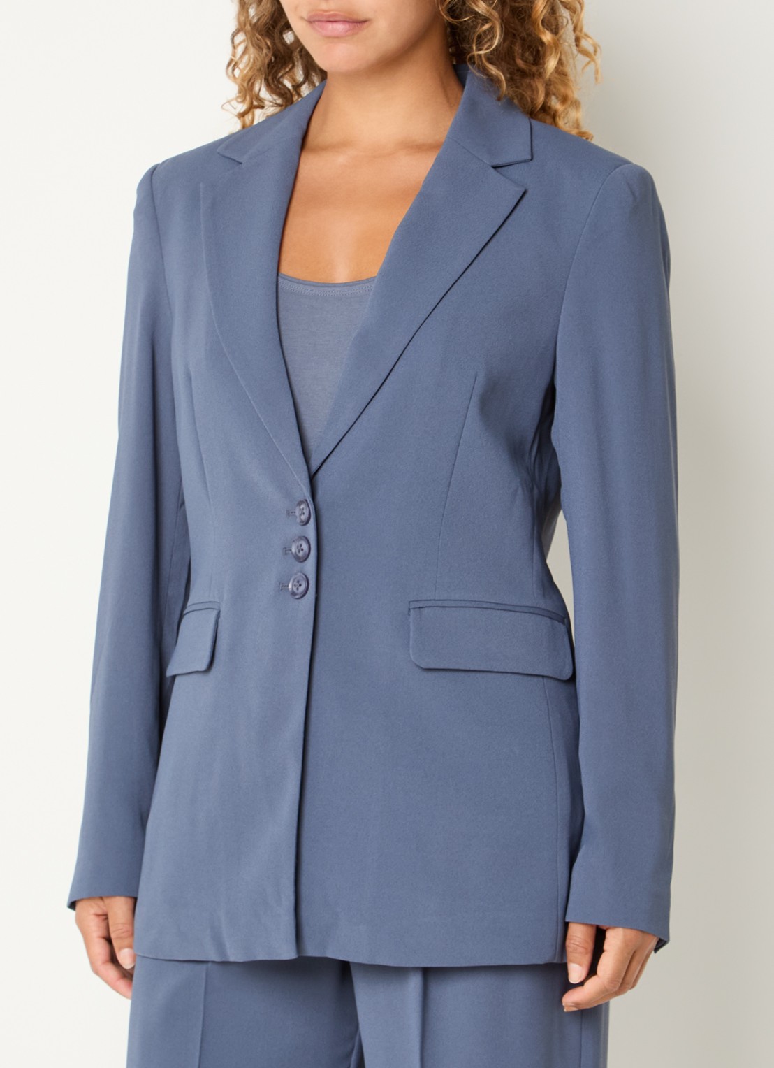 Claudia Sträter Blazer met klepzakken - detail 4 staalblauw