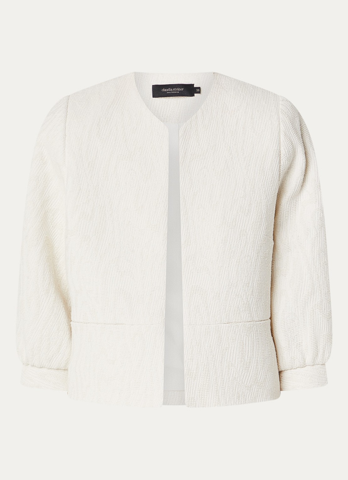 Claudia Sträter Blazer met structuur en ballonmouw - voorkant 2 creme