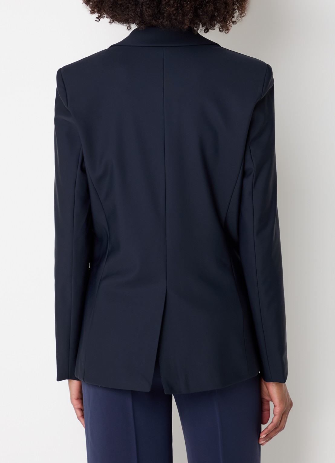 Claudia Sträter Blazer van travelstof met klepzakken en stretch - achterkant 3 donkerblauw