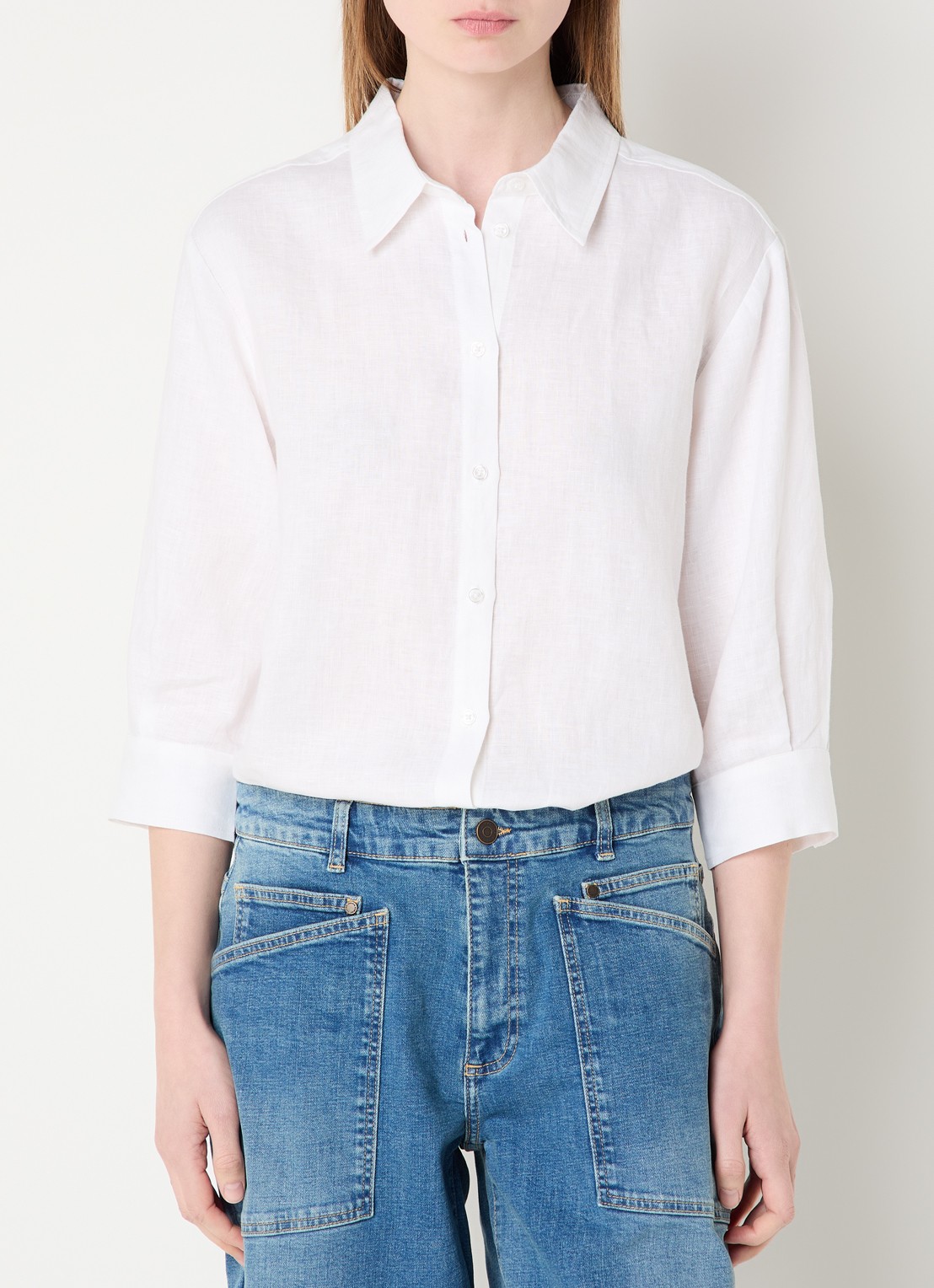 Claudia Sträter Blouse in linnenblend - detail 4 wit