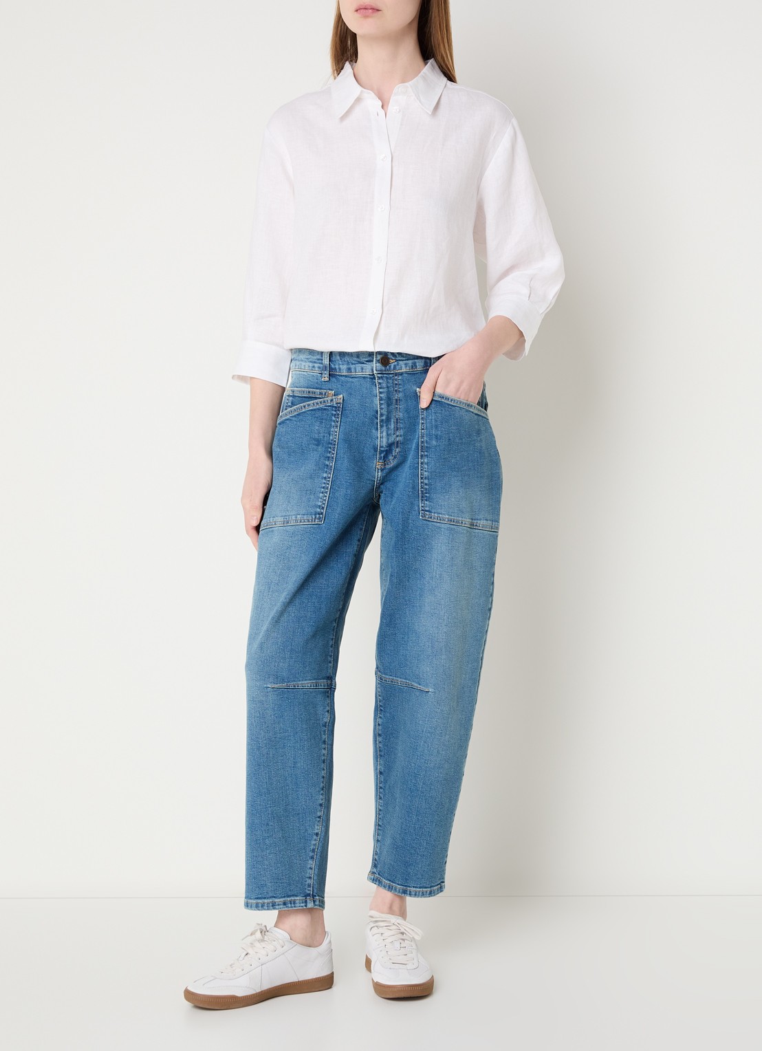 Claudia Sträter Blouse in linnenblend - voorkant 2 wit