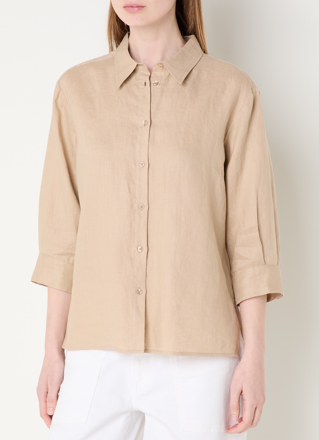 Claudia Sträter Blouse in linnenblend - detail beige