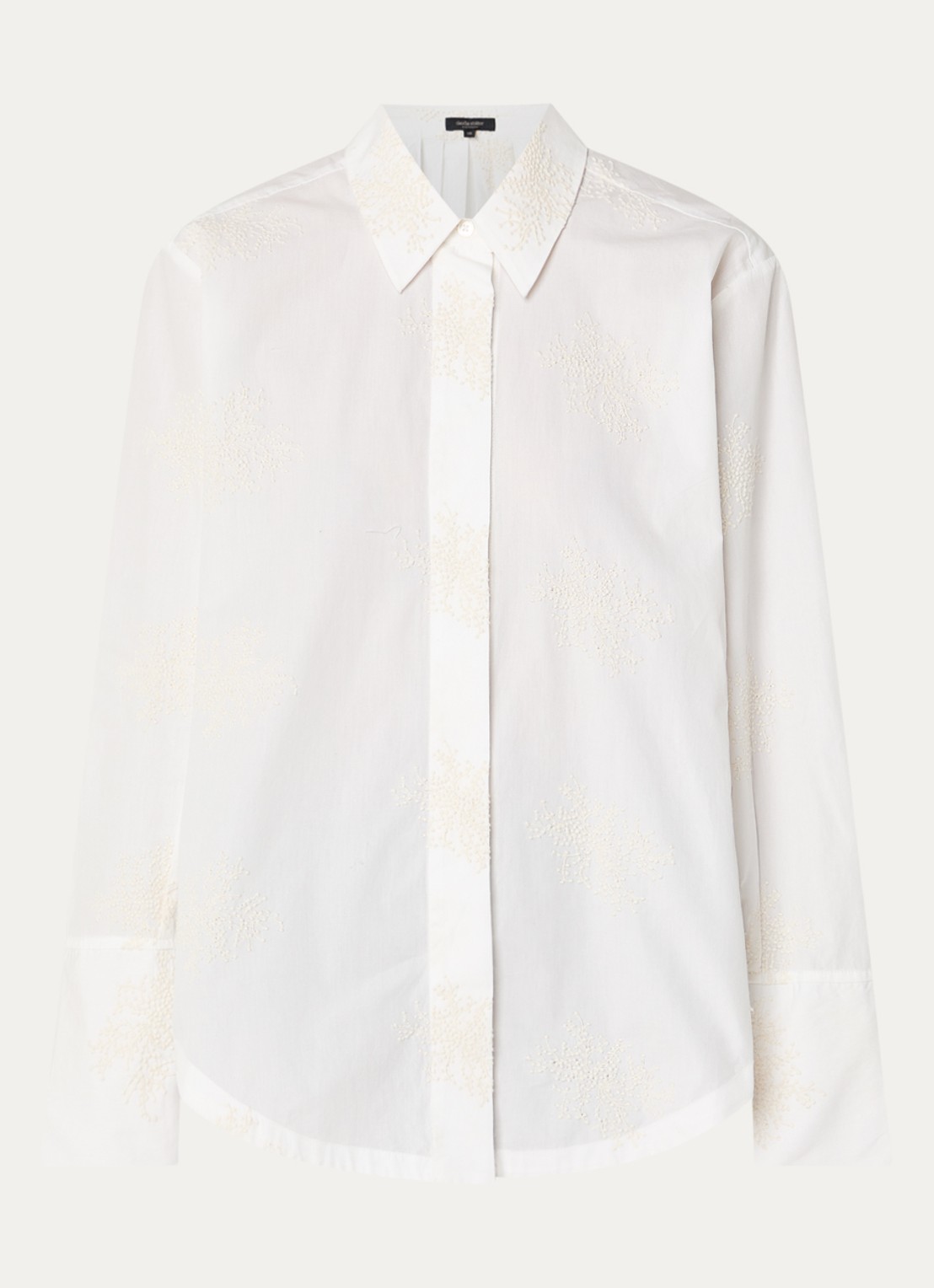 Claudia Sträter Blouse met borduring en trompetmouw - voorkant 2 beige