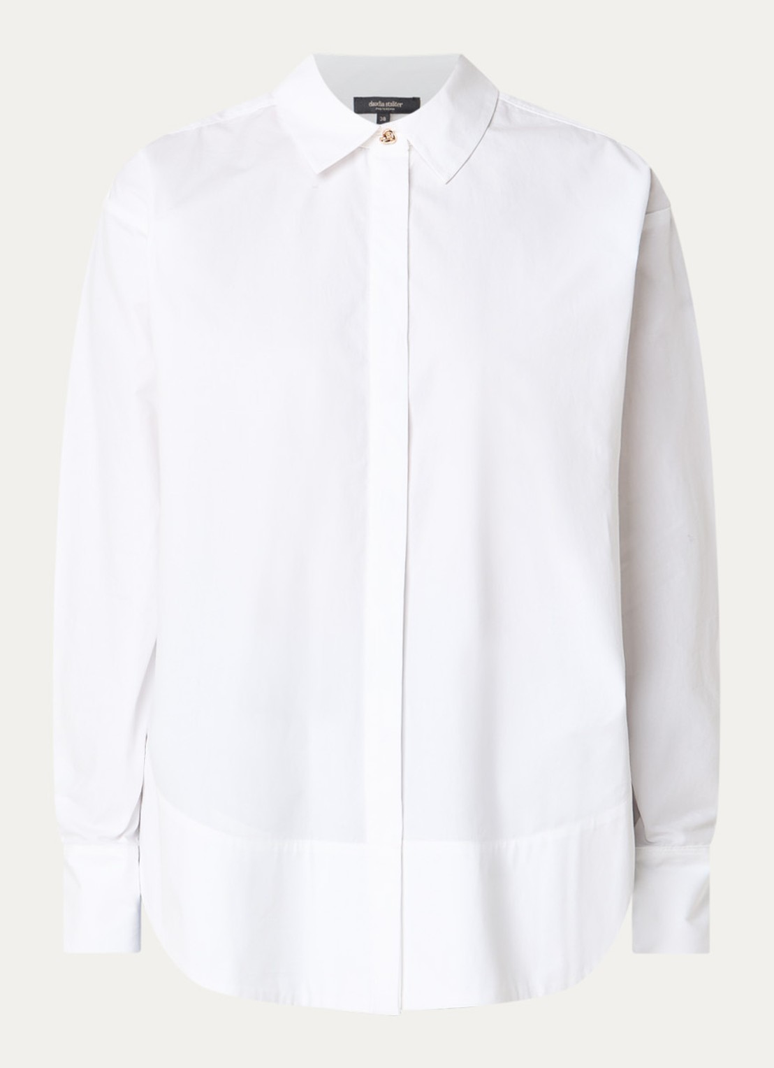 Claudia Sträter Blouse met kraag - voorkant wit