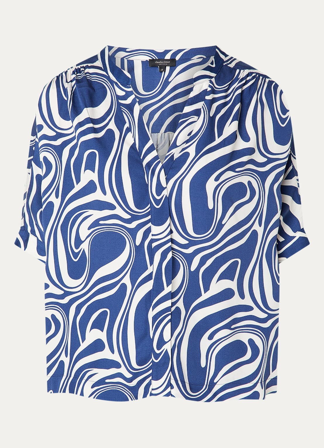 Claudia Sträter Blouse met print - voorkant 2 royalblauw