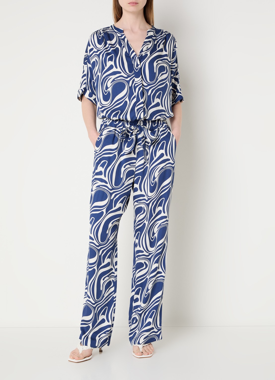 Claudia Sträter Blouse met print - voorkant 3 royalblauw