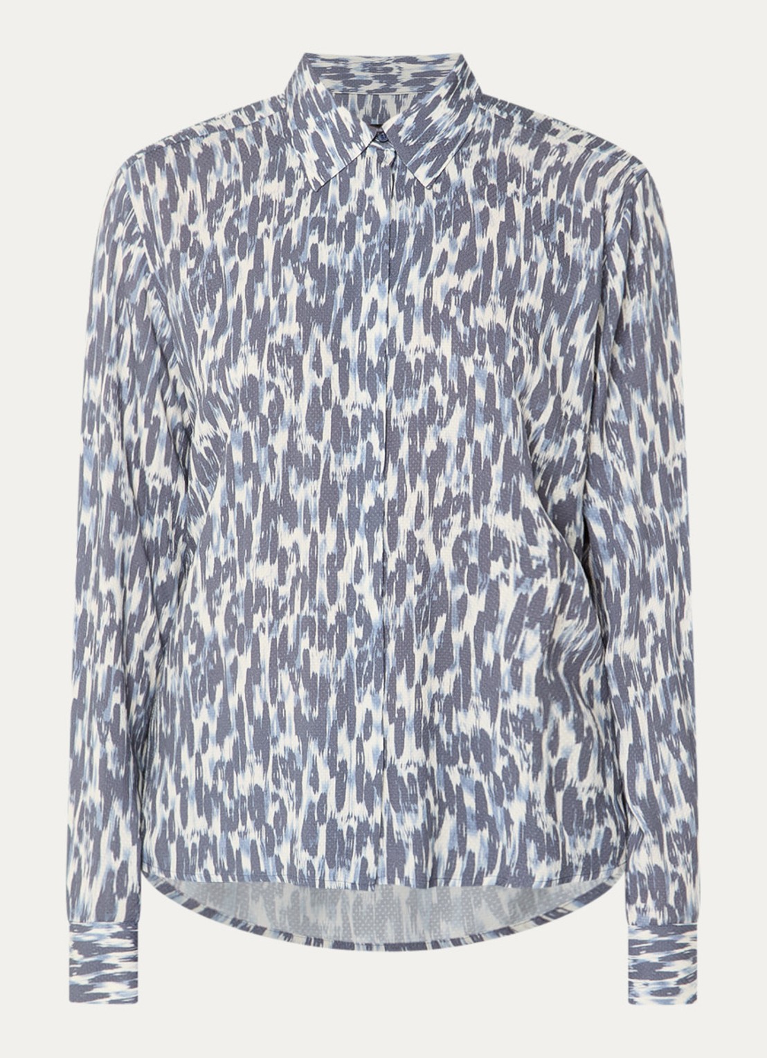 Claudia Sträter Blouse met print - voorkant 3 staalblauw