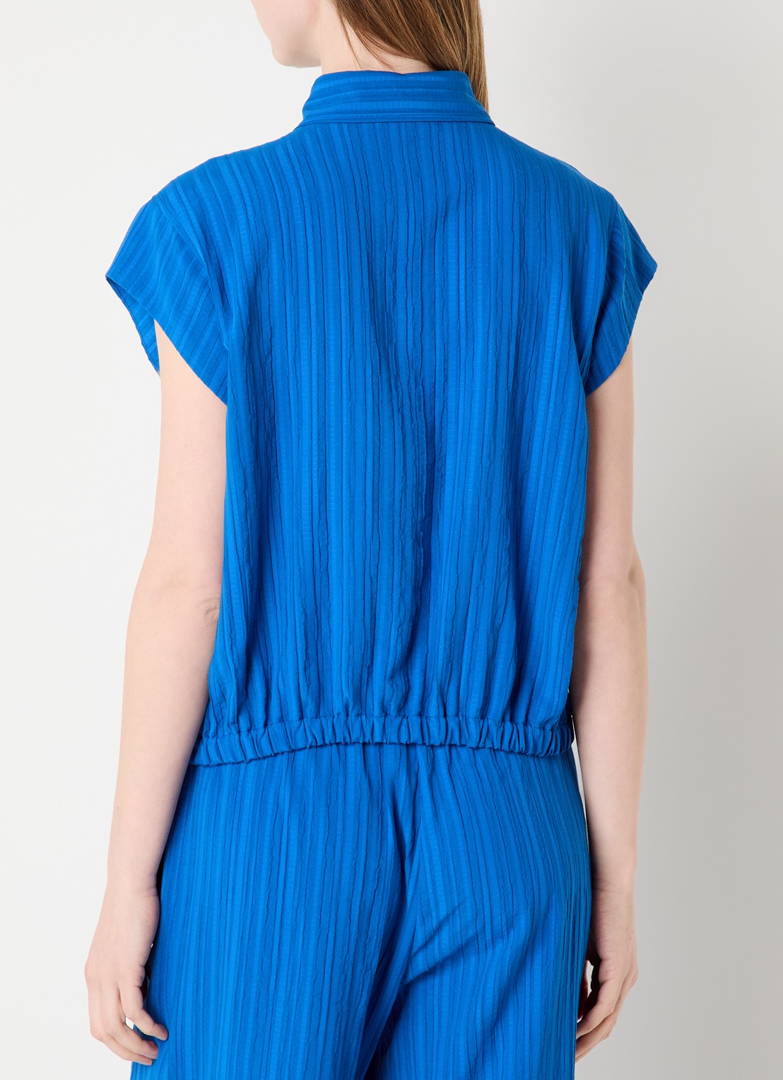Claudia Sträter Blouse met streepprint en structuur - achterkant 3 kobaltblauw