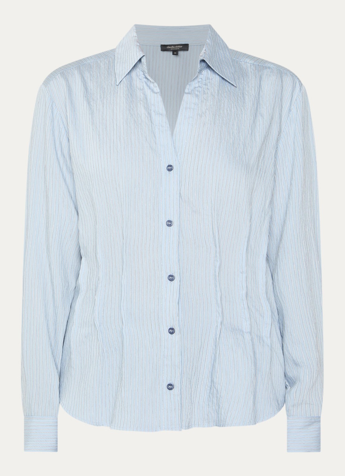 Claudia Sträter Blouse met streepprint - voorkant 3 blauwgrijs