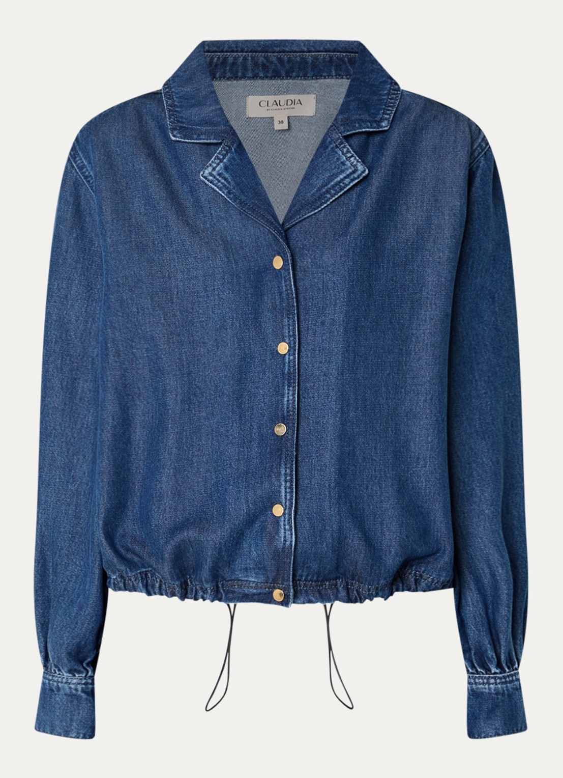 Claudia Sträter Blouse van denim - voorkant 2 indigo