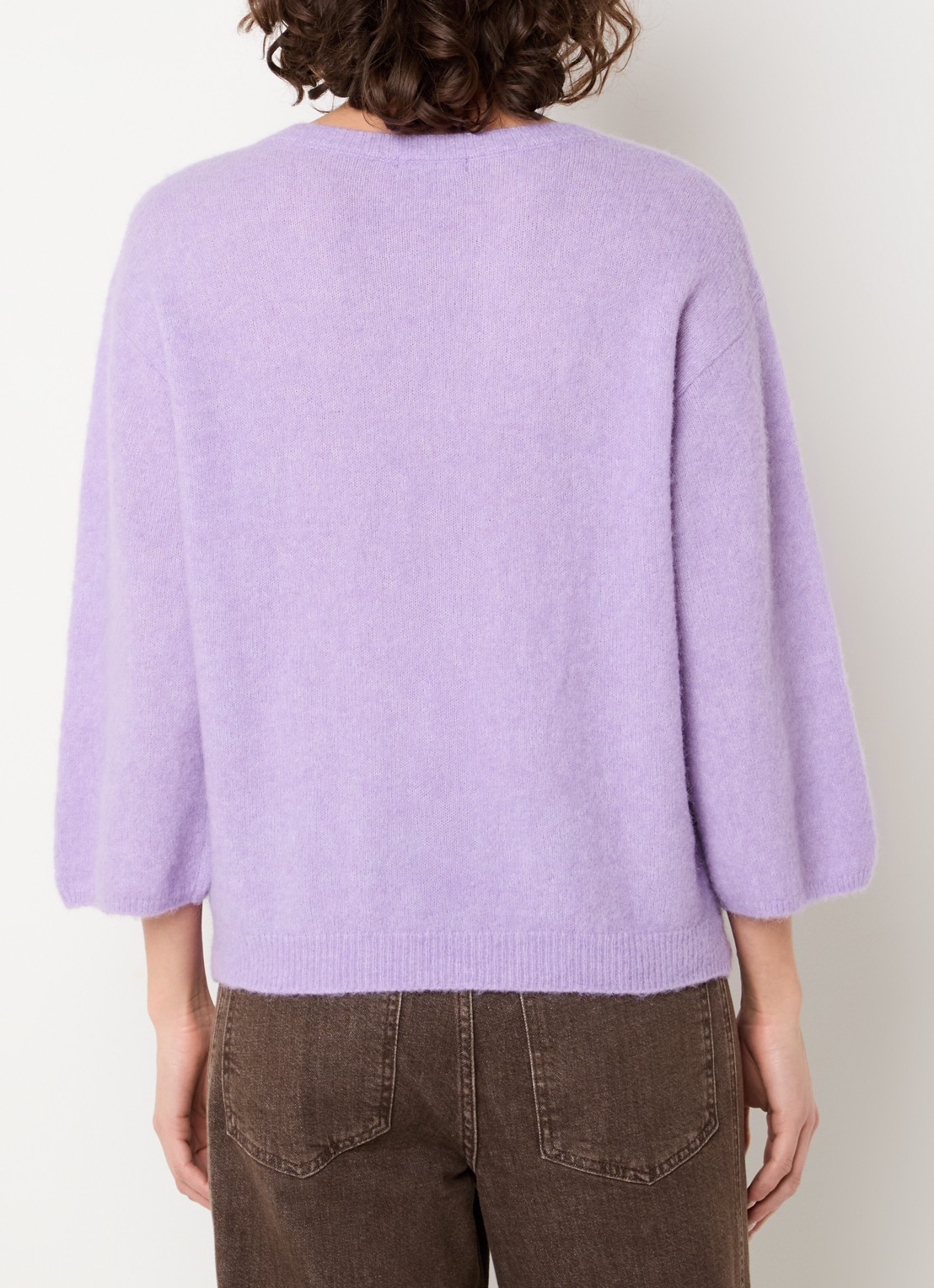 Claudia Sträter Fijngebreide pullover in alpaca wolblend - achterkant lila