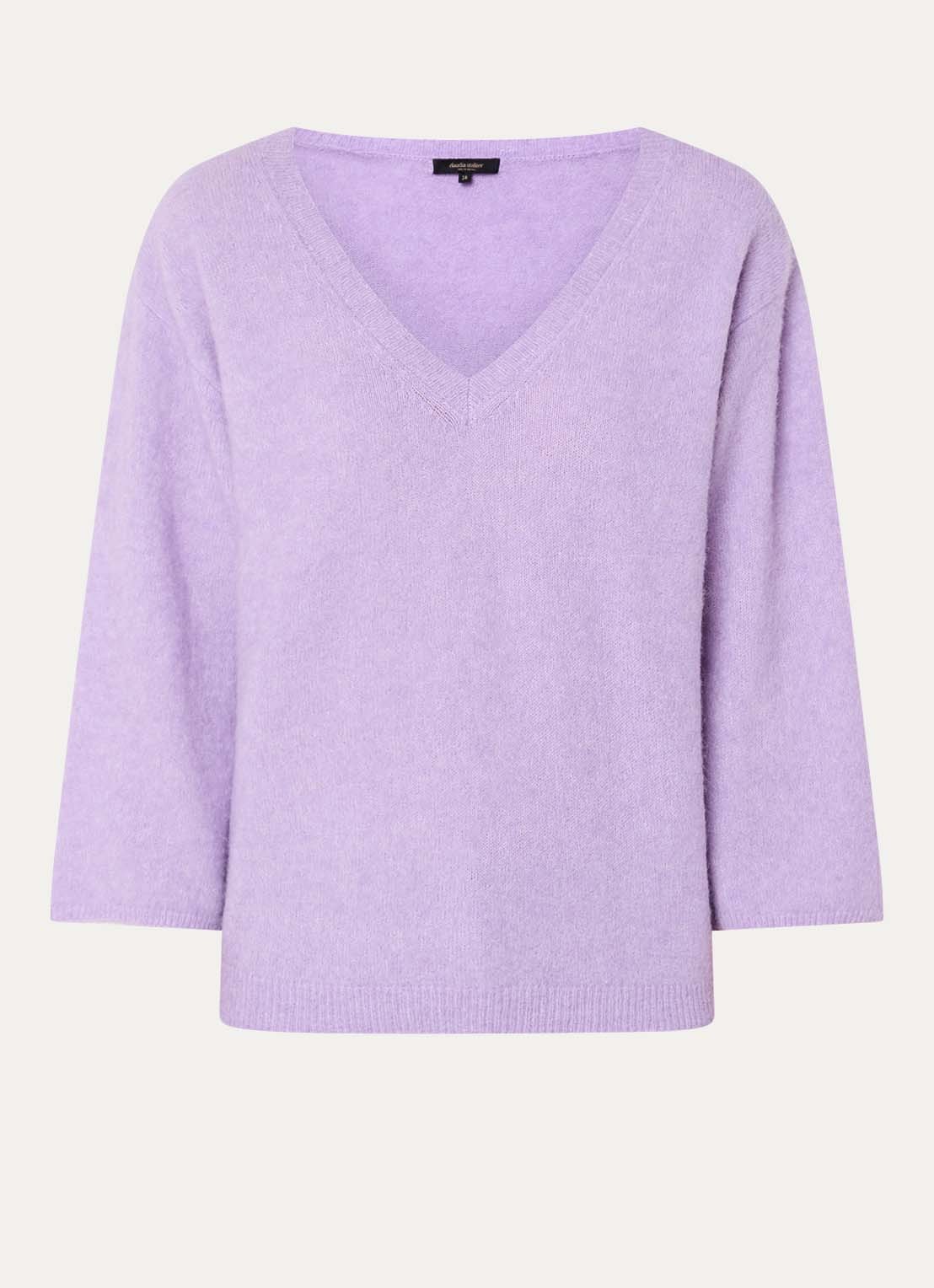 Claudia Sträter Fijngebreide pullover in alpaca wolblend - voorkant 2 lila