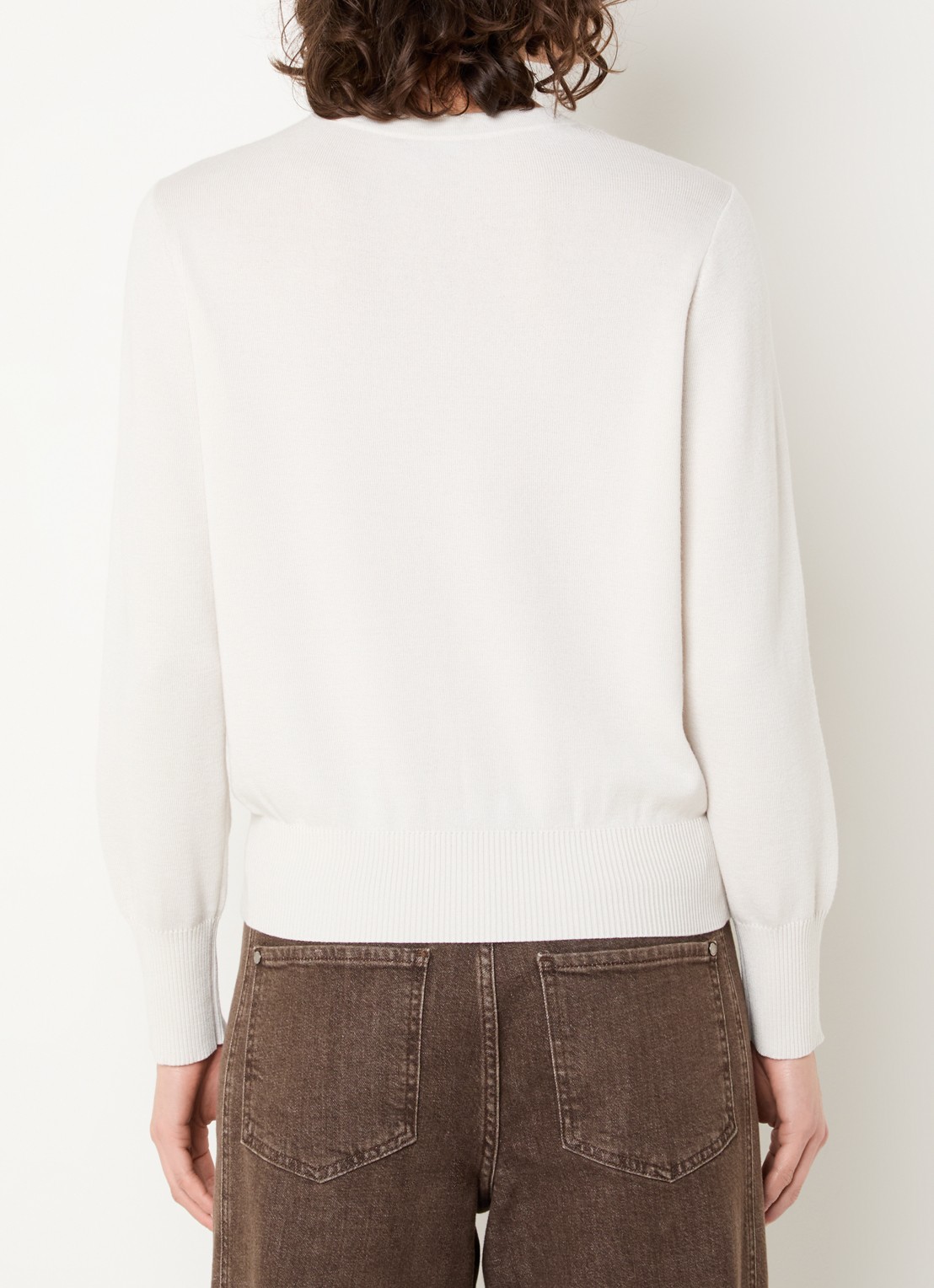 Claudia Sträter Fijngebreide pullover in wolblend - achterkant 4 gebroken wit