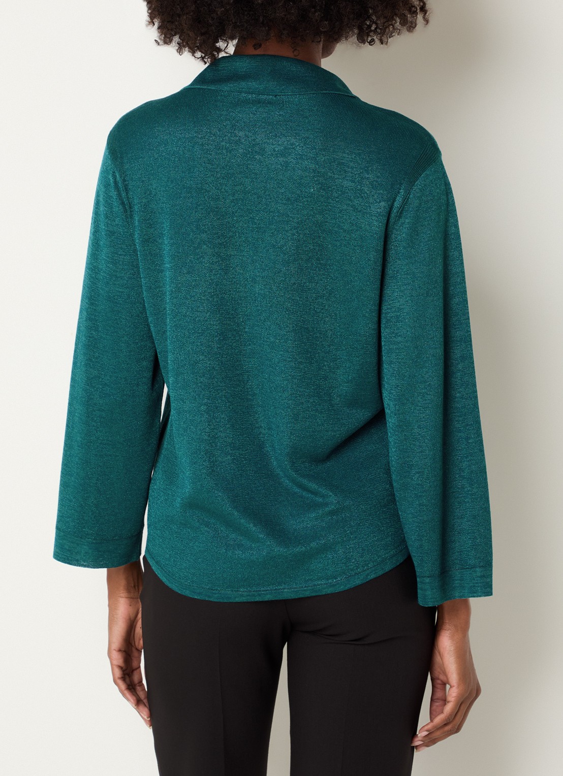 Claudia Sträter Fijngebreide pullover met kraag - achterkant 2 zeegroen