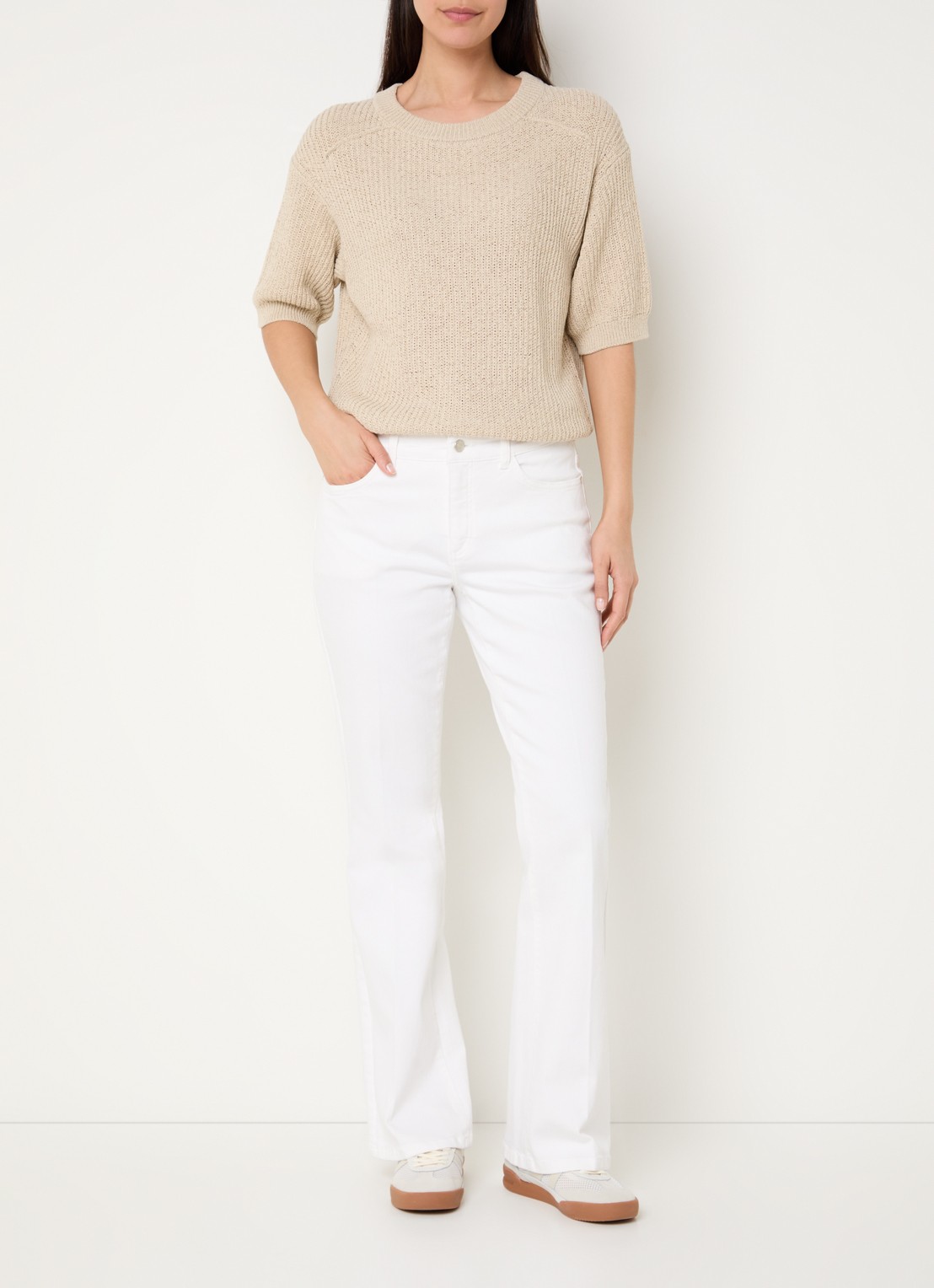 Claudia Sträter Fleur low waist straight leg jeans met gekleurde wassing - voorkant 5 wit