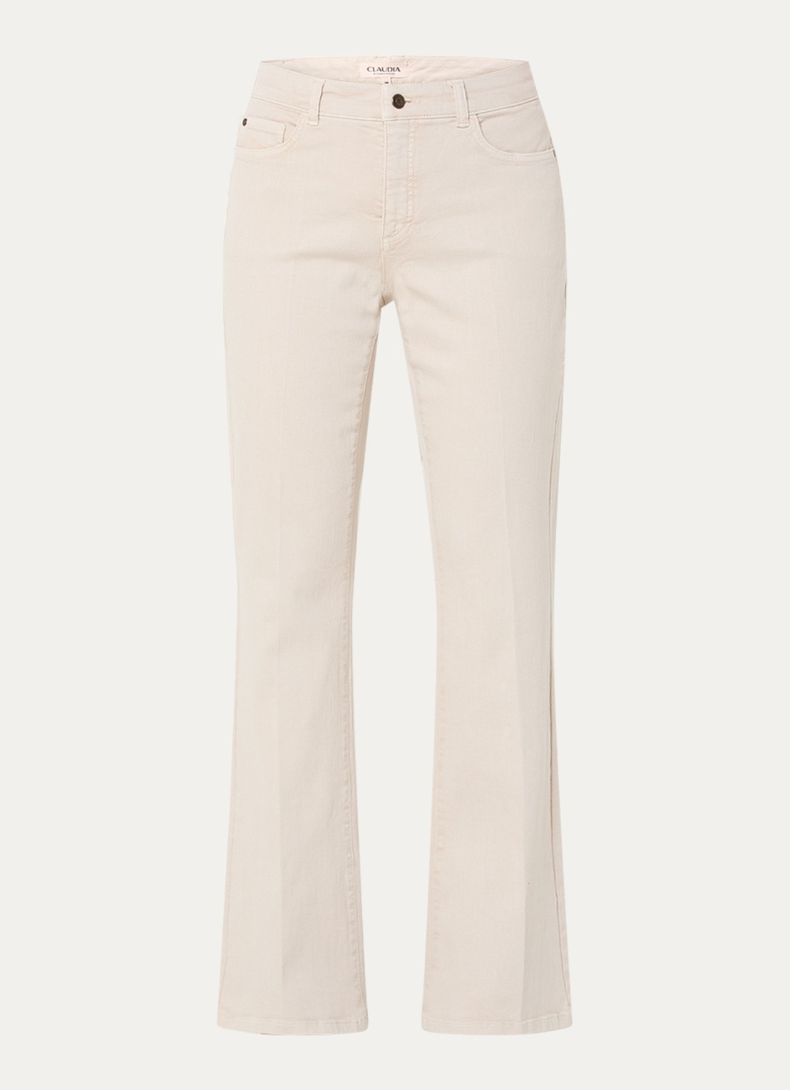 Claudia Sträter Fleur low waist straight leg jeans met gekleurde wassing - voorkant beige
