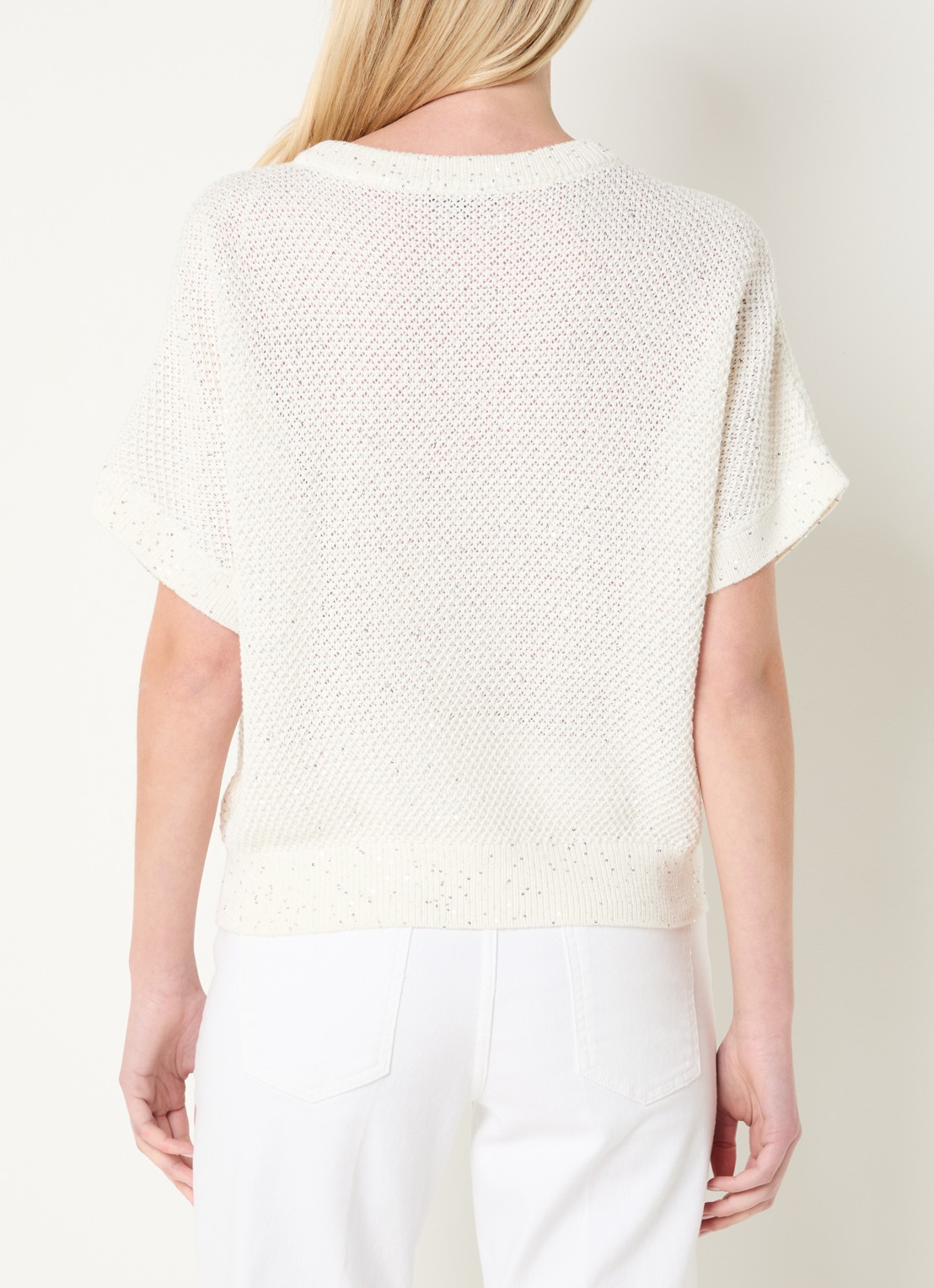 Claudia Sträter Grofgebreide top met lurex - achterkant 4 beige