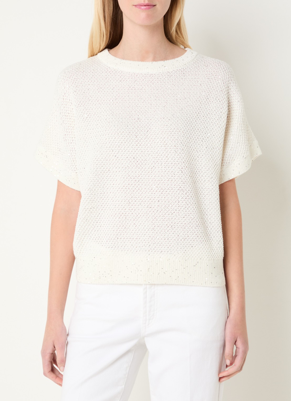 Claudia Sträter Grofgebreide top met lurex - detail 3 beige