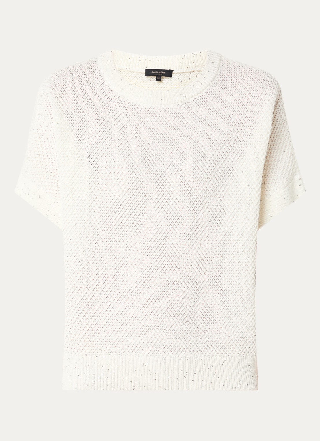 Claudia Sträter Grofgebreide top met lurex - voorkant beige