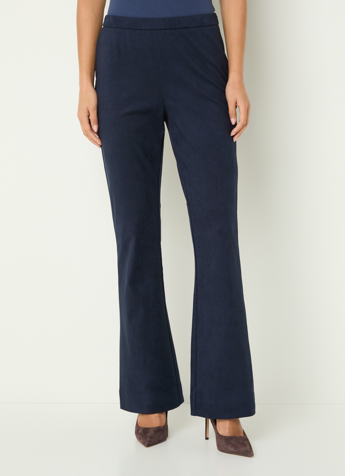 Claudia Sträter High waist bootcut fit broek van imitatiesuède - detail donkerblauw