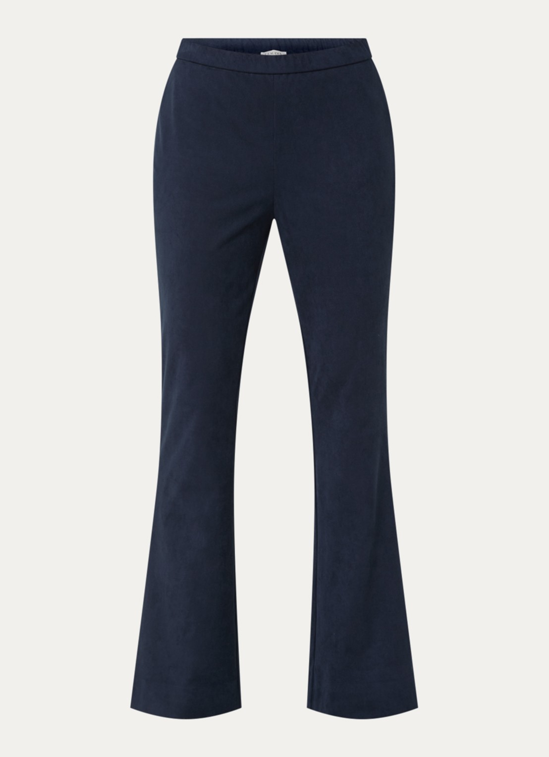 Claudia Sträter High waist bootcut fit broek van imitatiesuède - voorkant 2 donkerblauw