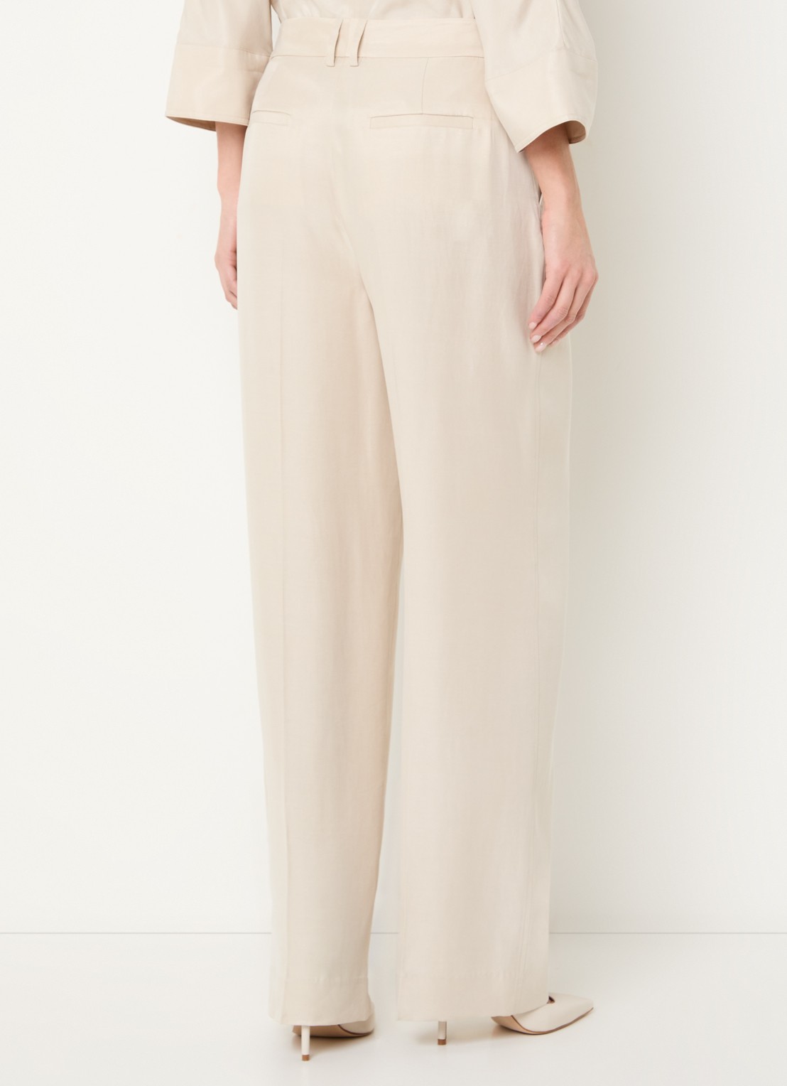 Claudia Sträter High waist loose fit pantalon met steekzakken - achterkant 2 beige