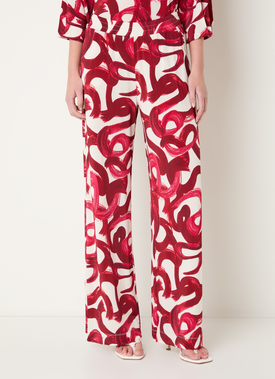 Claudia Sträter High waist pantalon met print - detail 4 cranberryrood