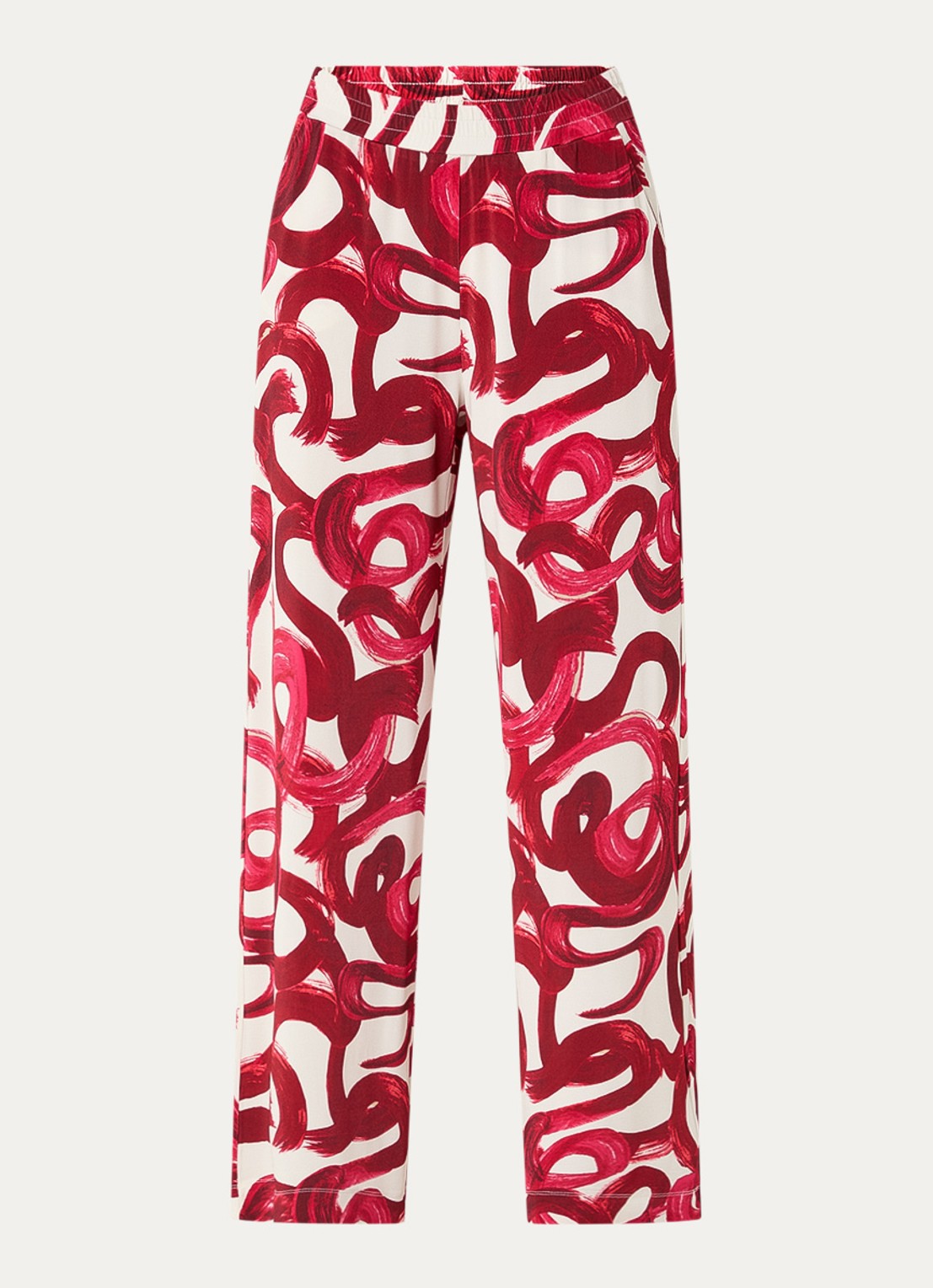 Claudia Sträter High waist pantalon met print - voorkant 2 cranberryrood